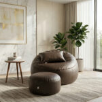 Faux Leather Giant Roll 3pcs Combo Bean Bag - Brown