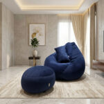 Woven Fabrics Xxl Pear Shape 3pcs Combo Bean Bag - Navy Blue