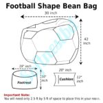 Faux Leather XxL Football Shape 3pcs Combo Bean Bag-Yellow/Black - Image 3